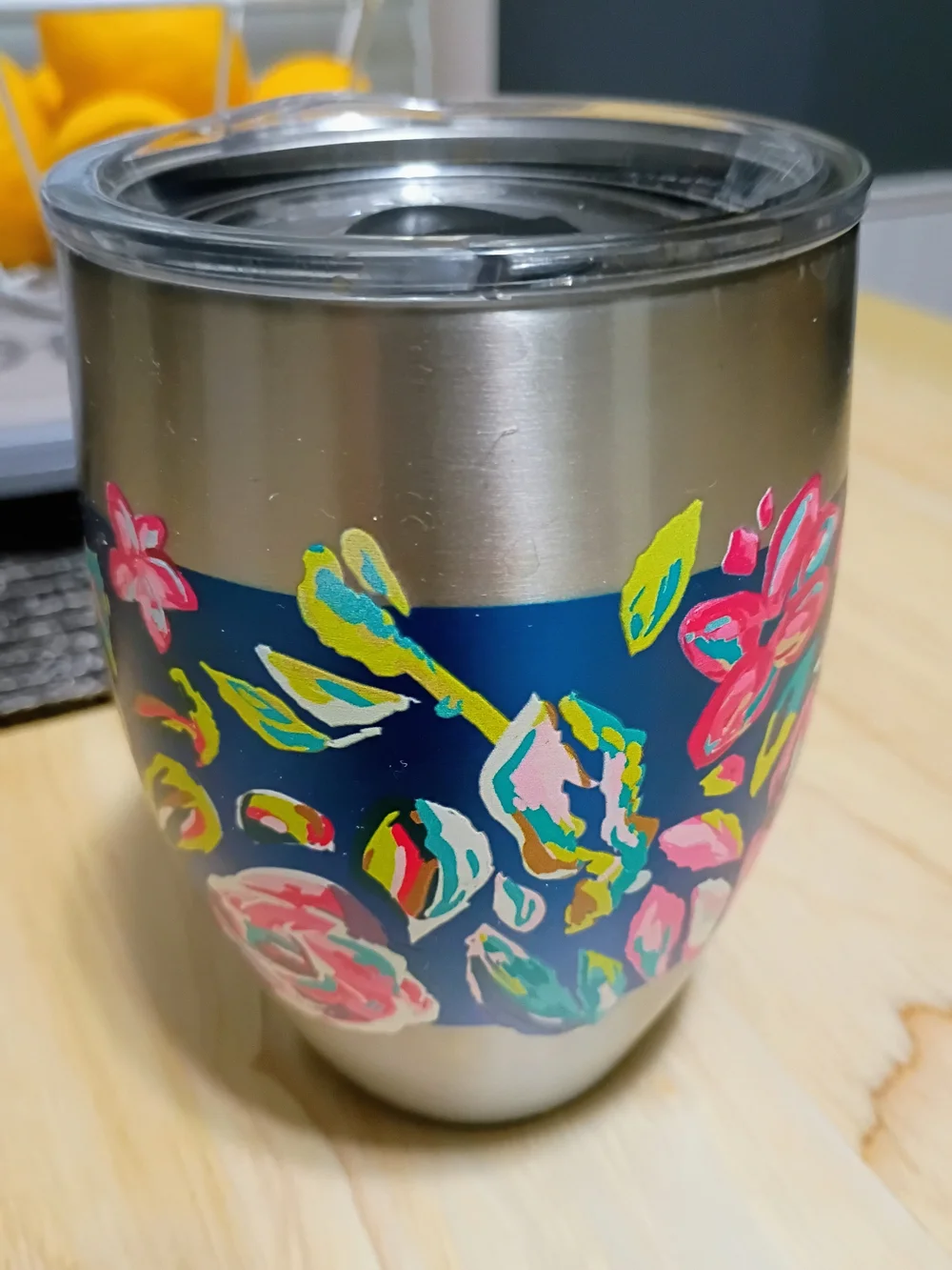TERVIS Stainless Steel Floral Insulated Tumbler - Blue Pink Floral Accent